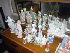 A quantity of old china, bisque ware figures etc