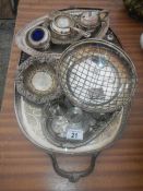 A silver plate tray and many silver plate items