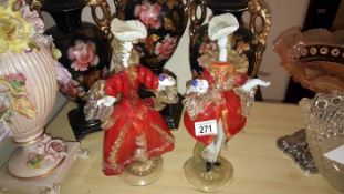 A pair of Murano glass figures