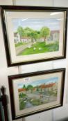2 framed and glazed watercolours of Hutton-Le-Hole by Brian Woodhouse,