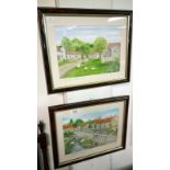 2 framed and glazed watercolours of Hutton-Le-Hole by Brian Woodhouse,