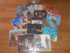 A box of approximately 60 progressive & classic rock LP records, Led Zeppelin, Pink Floyd,
