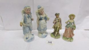 2 pairs of 19th century continental bisque figures