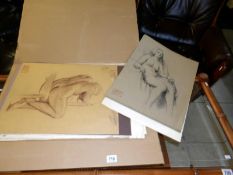 A folder of nude drawings by John Hall (1921-2006) and Barry John Hines