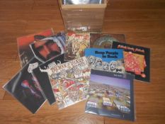 A box of approximately 60 progressive rock LP records including Jimi Hendrix, Frank Zappa, Rush,