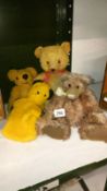 A vintage Sooty hand puppet and 3 teddy bears