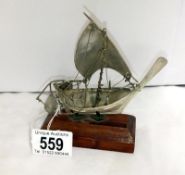 An unmarked Continental model of a sailing ship