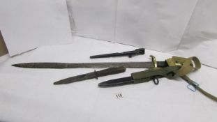 3 Bayonets and a military knife