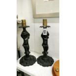 A pair of spelter cherub table lamps