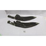 2 Kukri's with skinning knives