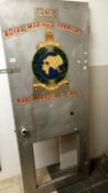 A metal door inscribed 2C2 Royal Marines barracks,