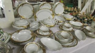 36 pieces of Polish dinner set with gilded decoration