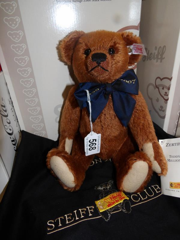 A Steiff million hugs limited edition bear 1907 - 2007, brown,