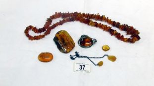 An amber necklace,