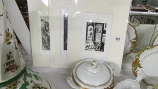 5 artist's proofs consisting of 3 etchings from Norwich art school, 1 Bernard J.