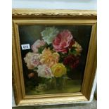 A still life of flowers on board signed Catherine Dearne