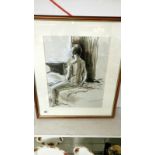 A signed water colour of a seated nude by Lewis Davies (1939 - 2010)
