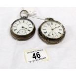 2 silver cased pocket watches,