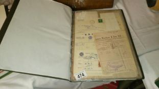 An album of late 19th century to mid 20th century receipts & invoices including Caledonian railway,