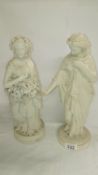 2 early Parian ware figures,