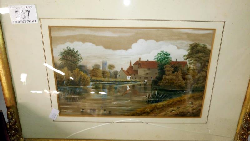 2 framed & glazed water colours (1 glass A/F) - Bild 3 aus 4