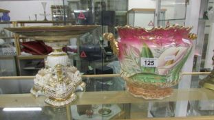 A Victorian comport and jardiniere,