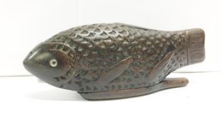 A mid 19th century carved wood fish by Julien Beaucampsile Juene Somme