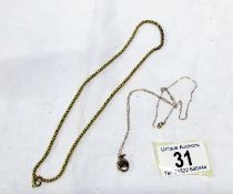 A 9ct gold pendant on chain and a gold neck chain,