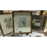 3 watercolours by R Massey of various birds