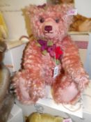 A boxed Steiff Marianne Meisel teddy bear, rose colour with flowers,