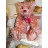 A boxed Steiff Marianne Meisel teddy bear, rose colour with flowers,