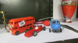 A vintage plastic Lincoln toys remote bus,