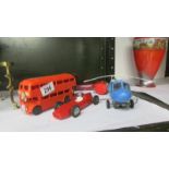 A vintage plastic Lincoln toys remote bus,