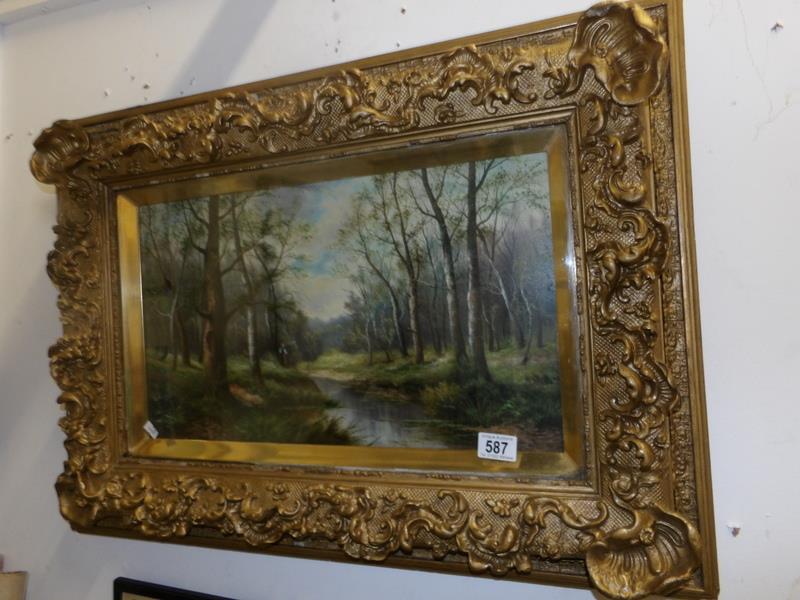 An oil on board avenue of trees signed S. - Bild 2 aus 2