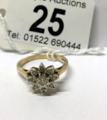 A 9ct gold floral pava diamond ring,