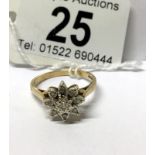 A 9ct gold floral pava diamond ring,