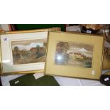 2 framed & glazed water colours (1 glass A/F)