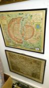 2 coulored antique maps of Kent & Paris