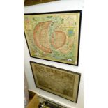 2 coulored antique maps of Kent & Paris