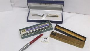 A mixed lot of fountain pens including Waterman in box,