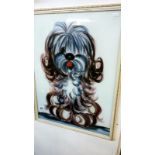 A 1950's painting of dog on glass