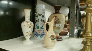 4 pieces of Victorian hand painted glass