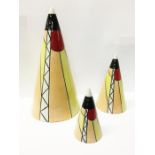 A Lorna Bailey set of 3 graduated sugar sifters (all limited editions of 8) sunburst design