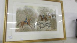 A French artist proof lithograph of a hunting scene by Vincent Haddelsey (1924 - 2012) signed in