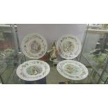 A Royal Albert Beatrix Potter figurine 'Benjamine ate a Lettuce leaf' and 4 plates