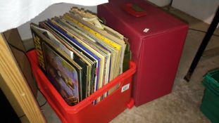 A box & a case of LP records