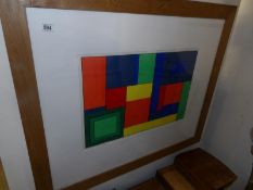 A large framed & glazed abstract