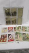 A collection of early 20th century postcards including WW1, Bonzo,