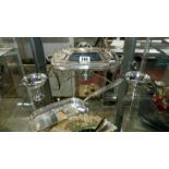 A silver plated tureen on stand,