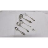 5 items of EPNS flatware including sifter spoon